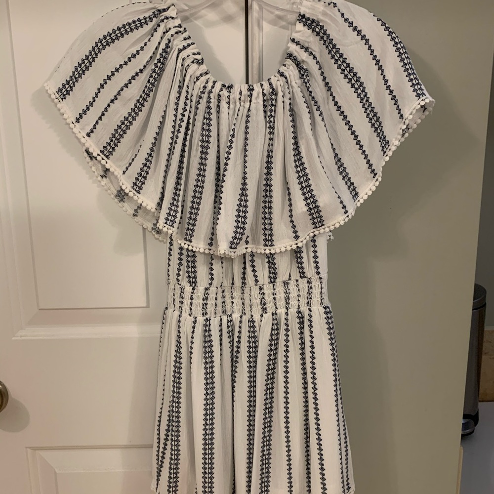 Off the shoulder striped romper